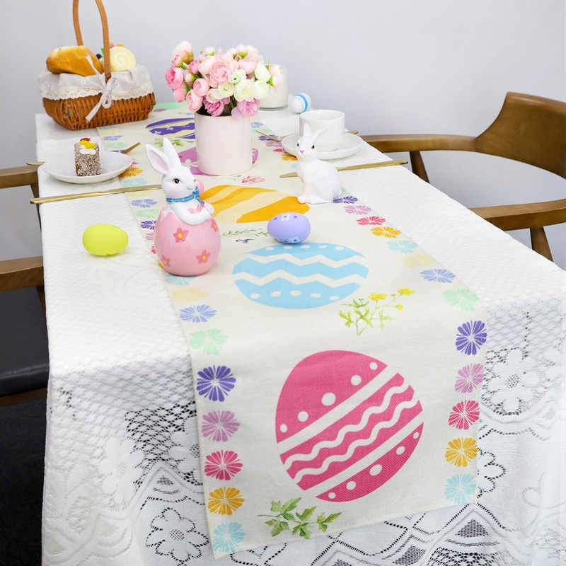 XIANNVXI Easter Eggs Table Runner, Easter Decoration, Easter Eggs Tablecloth,