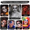 Erinde Pintura Corporal Blanco+Negro Face,Pintura Facial de Cobertura Total