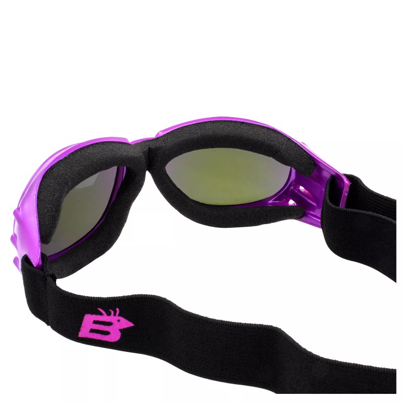 Birdz Eyewear Eagle Purple Foam Padded Goggles ReflecTech Purple Mirror