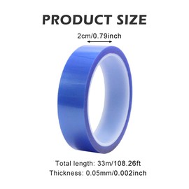 Amusingtao 5 pcs Heat Tape Sublimation, 20mm x 33m Heat Resistant Tapes for Sublimation, No Residue High Resistant Temperature Tape for Electronics, Printing, Circuit Board, Vinyl(COLOR:Blue)