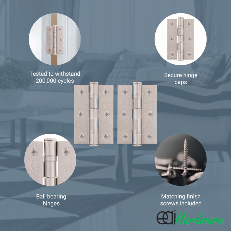 EAI Satin Door Hinges | 3 Inch / 76mm Satin