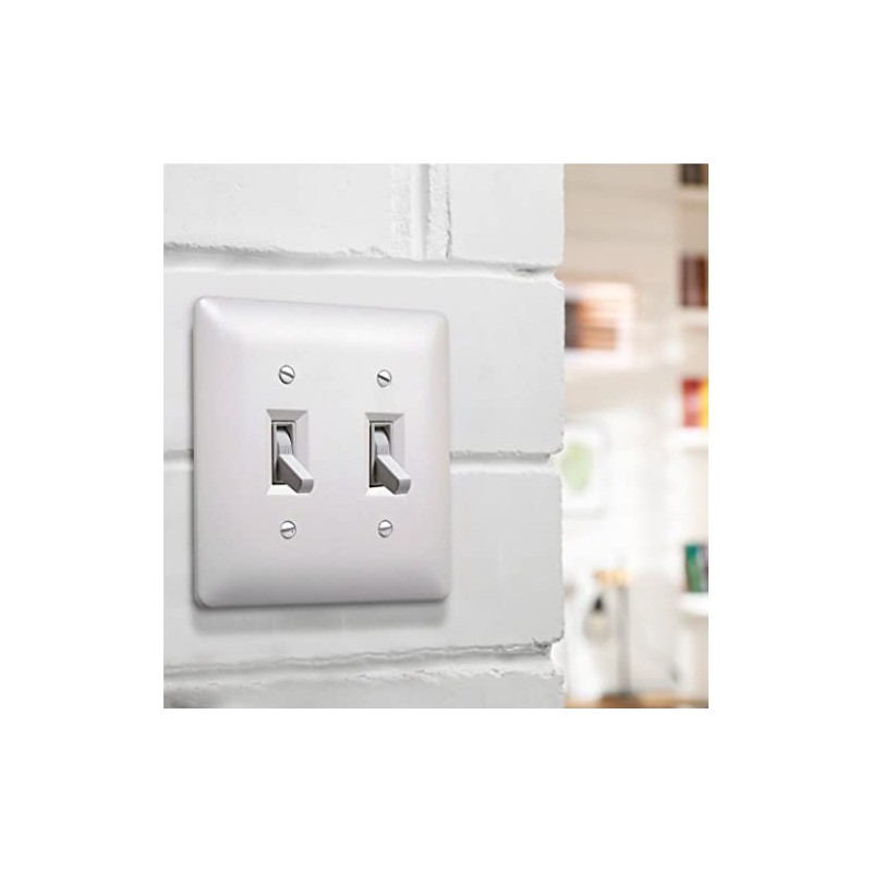 TayMac 4400W Paintable Double Toggle Light Switch Wall Plate Cover,