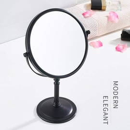 Gecious Espejo de maquillaje negro 1X/10X última intervensión de pie 8 pulgadas 360 giratorio doble cara espejo de maquillaje de mesa, metal