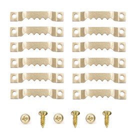 100 Pack Small Sawtooth Picture Hangers with 200 Screws Metal Picture Frames Hangers Set for Hanging Wooden Frames Paintings Artwork Craft Projects (Gold)