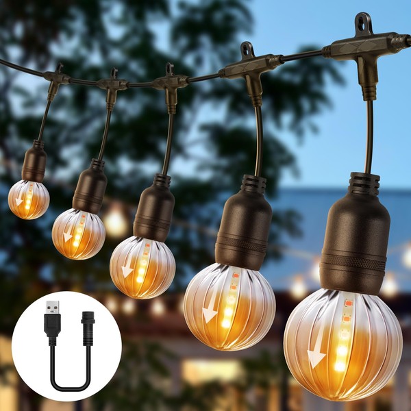 Warm White Meteor Shower LED Outdoor String Lights 16.5FT Patio