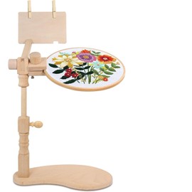 guofa Embroidery Hoop Stand, Hands Free Cross Stitch Stand for Lap/Ovals, 360° Adjustable Wooden Holder for Cross Stitch & Craft Needlework