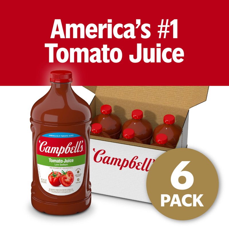Campbell's Low Sodium 100% Tomato Juice, 64 fl oz Bottle