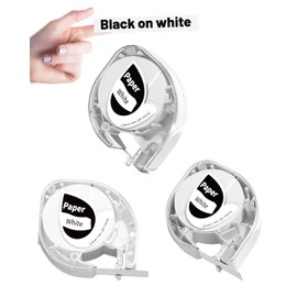 LT12 Label Maker Tape Compatible with DYMO LetraTag Label Maker Refills Paper 91330 Tape for DYMO Letra Tag 100H LT-100T Plus LT110T, 1/2 in x 13 Ft (12mmx4m),Blakc on White,3-Pack TA231