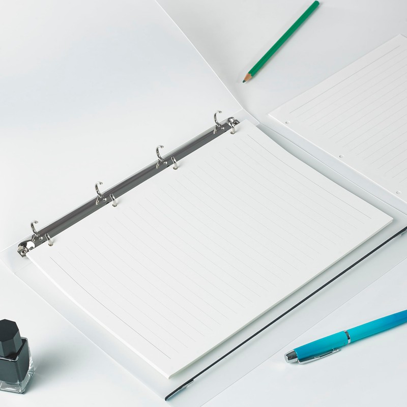 A4 Lined Refill Paper, 290x210mm, 4-Ring, 100GSM 10mm Wide Ruled,