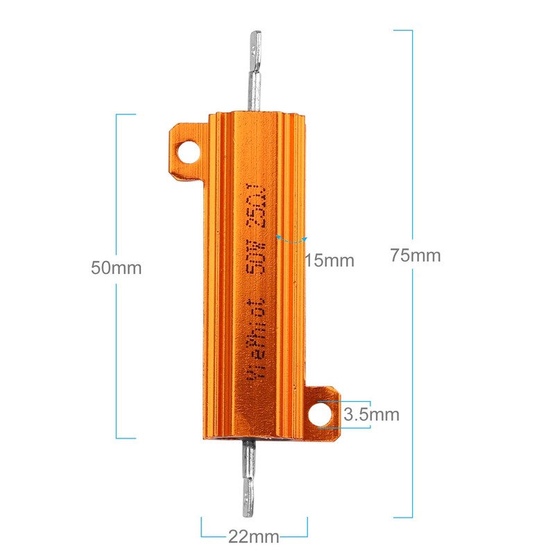 YiePhiot 2PCS 50W 25 Ohm Resistor Aluminum Case Wirewound Chassis