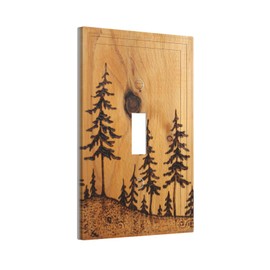 Rustic Pine Tree Print Light Switch Cover Wall Plates 1 Gang Single Toggle Decorative Plastic Forest Country Farmhouse Electrical Switchplate Faceplate Outlet for Bedroom Kitchen Bathroom