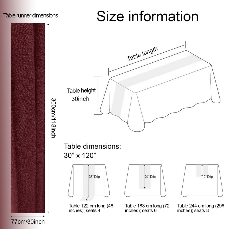 Chiffon Table Runner Burgundy, 77 x 300 cm Soft and
