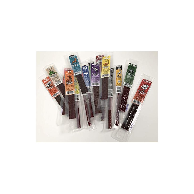 Buffalo Bob's Wild Game Jerky- Sampler Gift Pack of 25