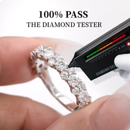 RINEY&KY Lab Diamond Eternity Band Rings for Women, 1.5CT Moissanite Ring Sterling Silver White Gold Plated Anniversary Wedding Bands Stackable Diamond Ring Half Dainty Everyday Jewelry Gift Moissanite Rings for Women D Color VVS1 Clarity 9US