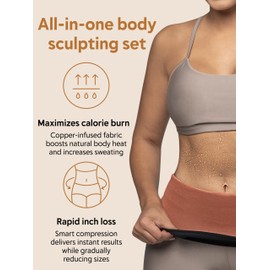 COPPER SLIM Waist Belt – Compression & Sweat-Enhancing Waist Shaper for Midsection Contouring & Tummy Control (Black, Medium)