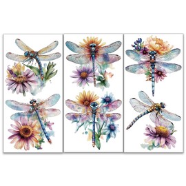 OLYCRAFT 3pcs/Set Watercolor Dragonfly Rub on Transfers for Furniture and Crafts 6x12 inch Furniture Transfer Sticker Furniture Decals Decor Transfer Stickers Rub on Decals for Furniture