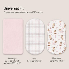 Baby Mattress Cover Fitted Sheet Pack of 3 100% Muslin Cotton Oeko-Tex 100 Muslin Bassinet Cover Pram Mattress Cover 83 x 43 x 10 cm Fitted Sheet for Pushchairs