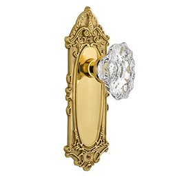 Nostalgic Warehouse Victorian Plate with Chateau Knob, Single Dummy, Polished Brass