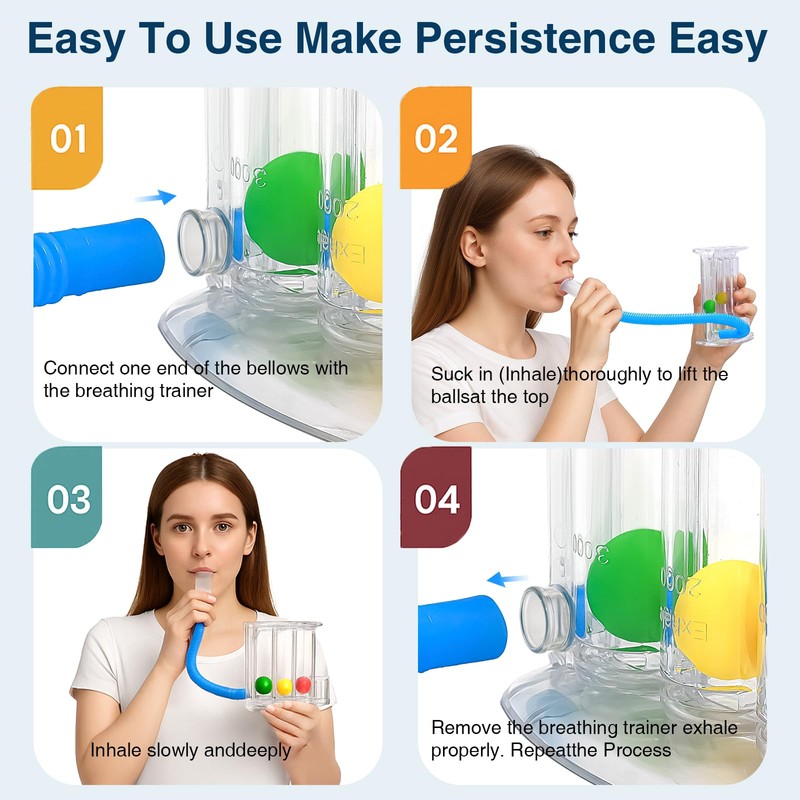 Incentive Spirometer-Lung Trainer,Breathing Trainer,Adult Breathing Exercise Device for Lungs