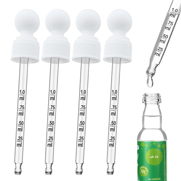 Oxyooh 4 Pack Glass Dropper Pipettes Compatible with SodaStream Bubly