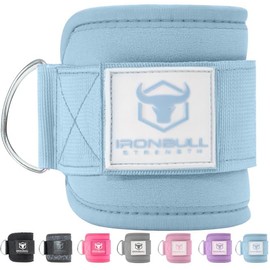 Women's Ankle Strap for Cable Machines & Resistance Bands: Gym & Home Workout Cuff Attachment for Leg Extensions, Kickbacks, Hip Abductors - Booty Exercises (Baby Blue, Pair)