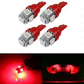 SAWE - 168 194 2825 T10 W5W 5050 5-SMD LED License Plate Dome Map Lights Bulbs (4 pieces) (Red)