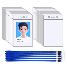 Tiuxiu Card Case with Lanyard, Pack of 50 Card Sleeves, Transparent Name Plates, Card Holder, 50 Pieces, ID Case with Lanyard for Business and Events, Best Protection of Your Cards
