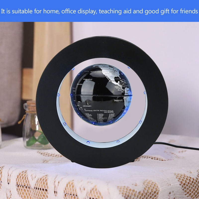 Electronic Magnetic Levitation Floating Globe with LED Light Home Display(Silver