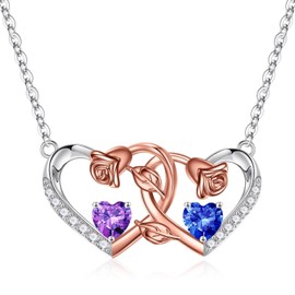 Iefil Valentines Day Gifts for Her - Romantic Gifts for Her, Valentines Day Gifts for Wife, Valentines Day Girlfriend Gifts | February Amethyst Necklace, September Sapphire Jewelry