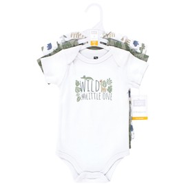 Hudson Baby Unisex Baby Cotton Bodysuits, Wild Leaf Safari, 0-3 Months