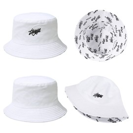 AYPOW Fishing Hats Women's Bucket Hat Unisex Fishing Hat Bucket Hat Smile Men Women 100% Cotton Bucket Hat Foldable Fishing Hat Fishing Hat Leisure Hat 56-58 cm, White