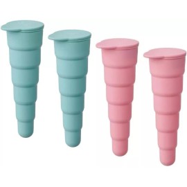 Ikea UPPFYLLD Ice Pop Maker Silicone Molds with Lids Set of 4 Turquoise Pink