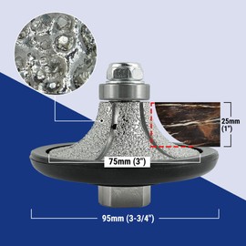HXIN Vacuum brazed Diamond Profile Wheel Diamond Router Bit Chamfer Bit for Dry or Wet Profiling Porcelain Tile Ceramic Granite Marble Stone with 5/8"-11 Use on Angle Grinder B2575 (1" x 3”)