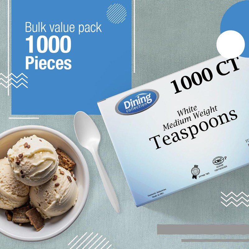 Dining Collection White Plastic Tea Spoons – 1,000 Count -