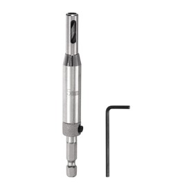 sourcing map Self Centering Drill Bit Set 5mm, 1/4" Hex Shank Drilling Bits for Wood Working, Cabinet Door Hinge Hole Punch Tool Self Center with Hex Keys L-Shaped, Silver