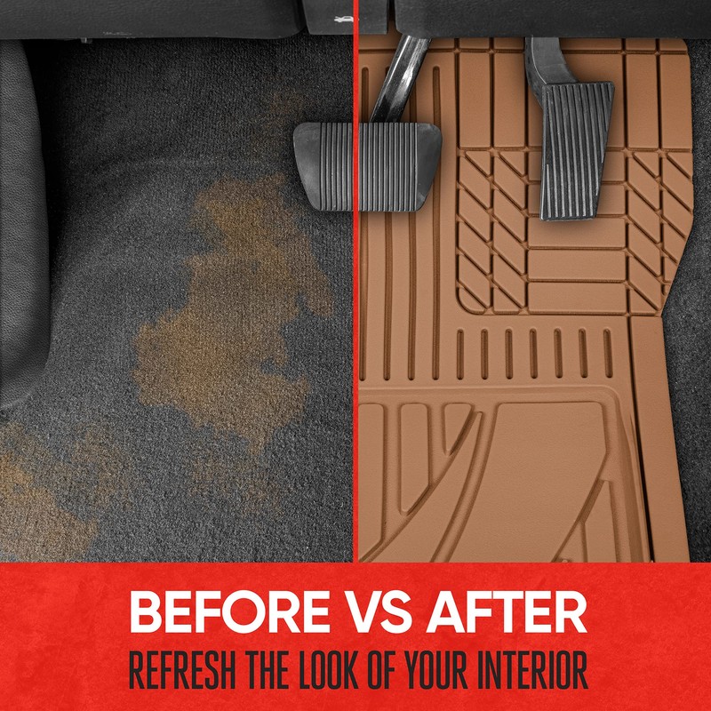 Motor Trend FlexTough™ Heavy Duty Beige Rubber Car Floor Mats