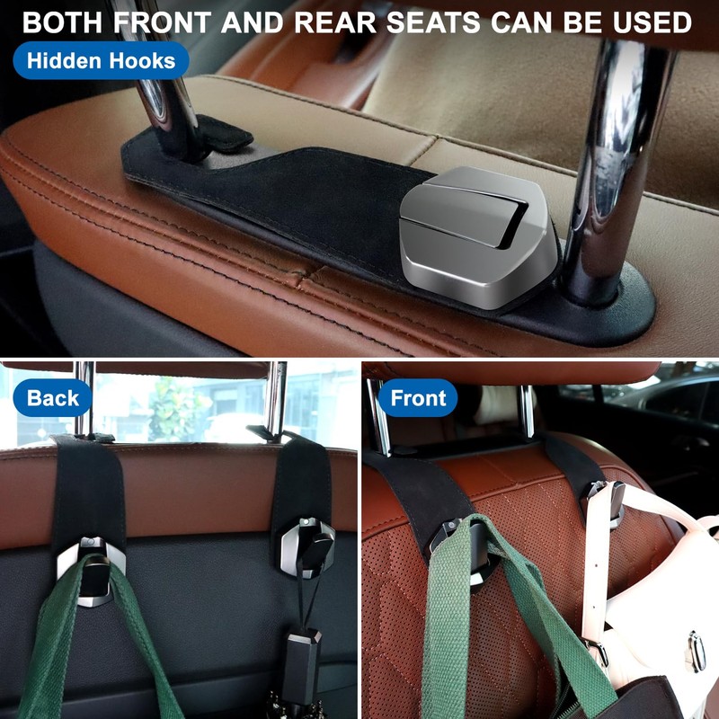 yimoyop 2 Packs Suede Car Purse Hooks Behind Seats with