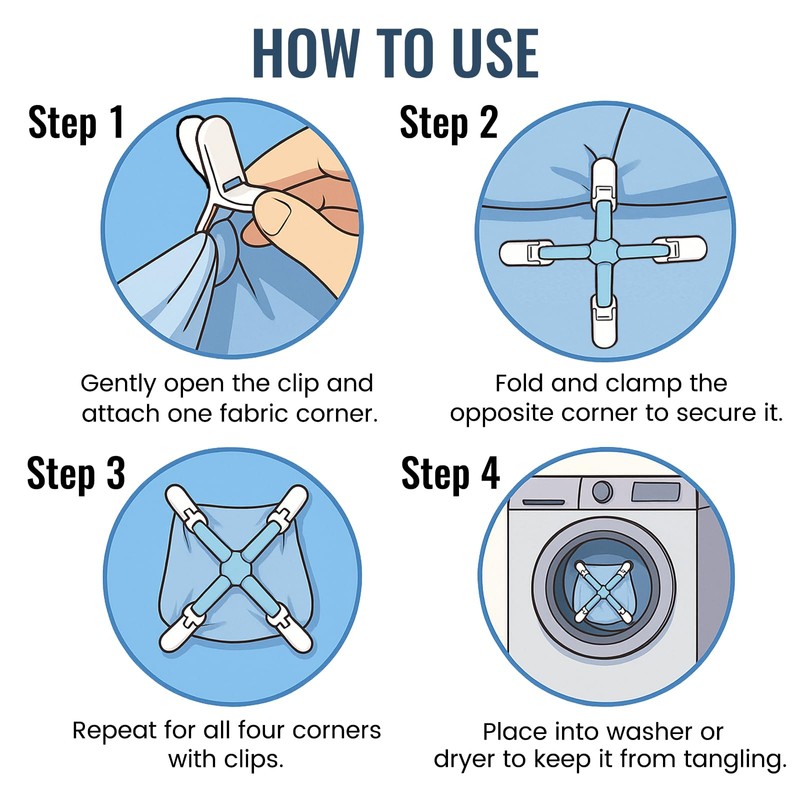 Bed Sheet Detangler 2 Pack–Reduces Laundry Tangling, Twisting & Knotting