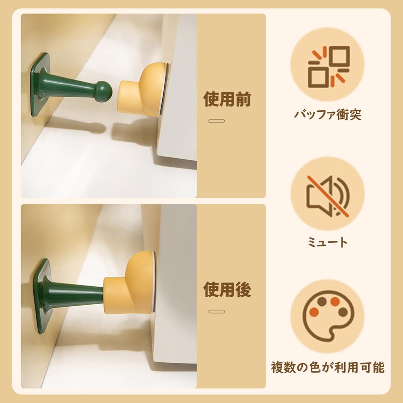 DELUXEFOX ドアストッパーゴム 衝突防止ドアストップ (4個セット) ミュートドアストッ シリコンドアストッパー 穴を開ける必要はありません 吸着式ドアストッパー 壁保護 取り付けが簡単