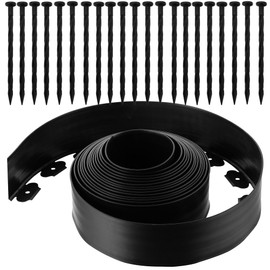 JDXN No Dig Landscape 4 Inch Tall Edging Garden Edging Landscape Edging Comes with Spikes for Landscaping, Flower Gardens, Lawn (Black 4INCH/16FT)