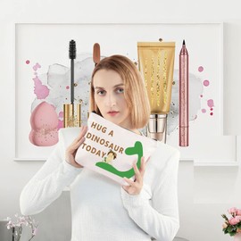 LEVLO The Good Dinosaur Cosmetic Make Up Bag Good Dinosaur Fans Gift Hug a Dinosaur Today Makeup Zipper Pouch Bag For Women Girls, Hug a Dinosaur,