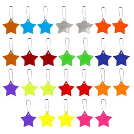 Esteopt 26 Pieces Safety Reflector Pendant, Children's Reflector Pendant, Star Safety Reflector for School Bag, Backpack, Cycling, Walking, Running (13 Colours)