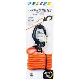 Nite Ize CamJam SlideLock Cord Tightener & 10 ft Paracord - Features Pull-to-Tighten Lock & Quick-Release Lever - 100 lb Working Load Limit - Fits Cord Sizes 2–5mm - Small