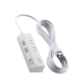 Elecom T-IS01-2350WH Power Strip with Switch, 16.4 ft (5 m), Dust Shutter, Lightning Guard, Swing Type Plug, Uses Heat-resistant Materials, White