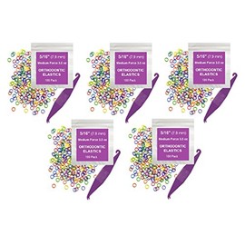 Orthodontic Rubber Bands for Braces - Premium Quality Elastic Teeth Rubber Bands for Braces, Fix Tooth Gaps, Dreadlocks, Includes Free Elastic Placer- Medium Force 3.5 oz, 5/16 Inch, Neon (500 Pack)