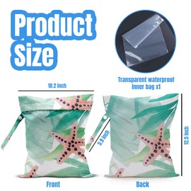 AASRR Wet Dry Bag, Wet Bag for Swimsuit, Travel, Beach, Pool, Diapers, Dirty Yoga Gym Clothes, Makeup Bag, Tropical Starfish Summer Vacation Essentials
