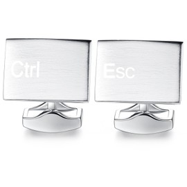 HONEY BEAR Ctrl Esc Cufflinks for Men Computer Keys Novelty Gift Brushed Silver