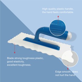 Hanroy Polygon Plastic Trowel with Comfortable Blue Grip Handle, Includes 4.7" x 11'' White Finishing Trowels, Lightweight Mounting, Round End, Suitable for Scrape,Plastering and Paint Walls(D2812AB)