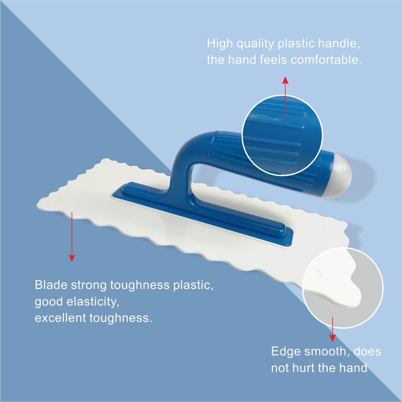 Hanroy Polygon Plastic Trowel with Comfortable Blue Grip Handle, Includes