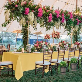 Fitable 6 Pack Yellow Rectangle Table Clothes - 90 x 132 Inch - Wrinkle and Stain Resistant Fabric Tablecloths, Washable Polyester Table Covers for Wedding, Party, Banquet, Formal Events